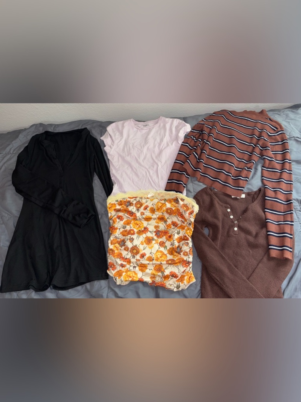5 piece bundle of 4 casual tops and a romper